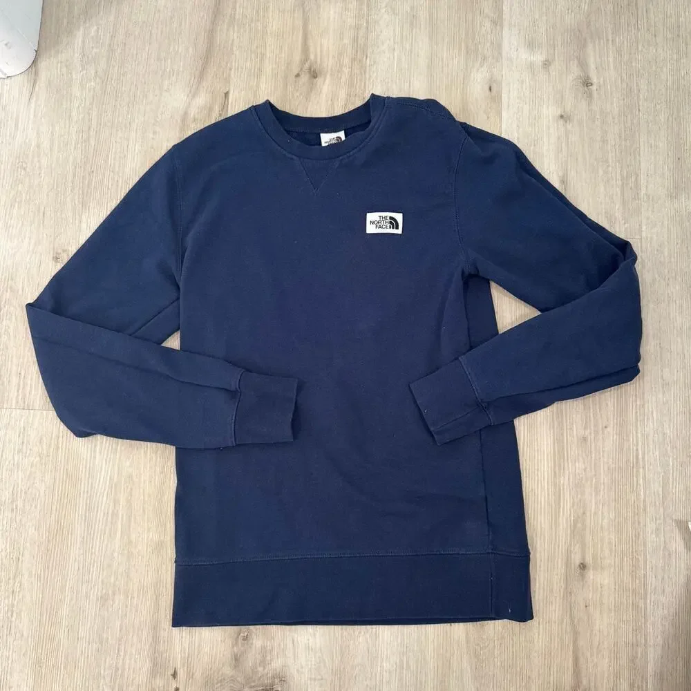 The North Face Men's Heritage Patch Crewneck Sweatshirt Summit Navy Blue Small